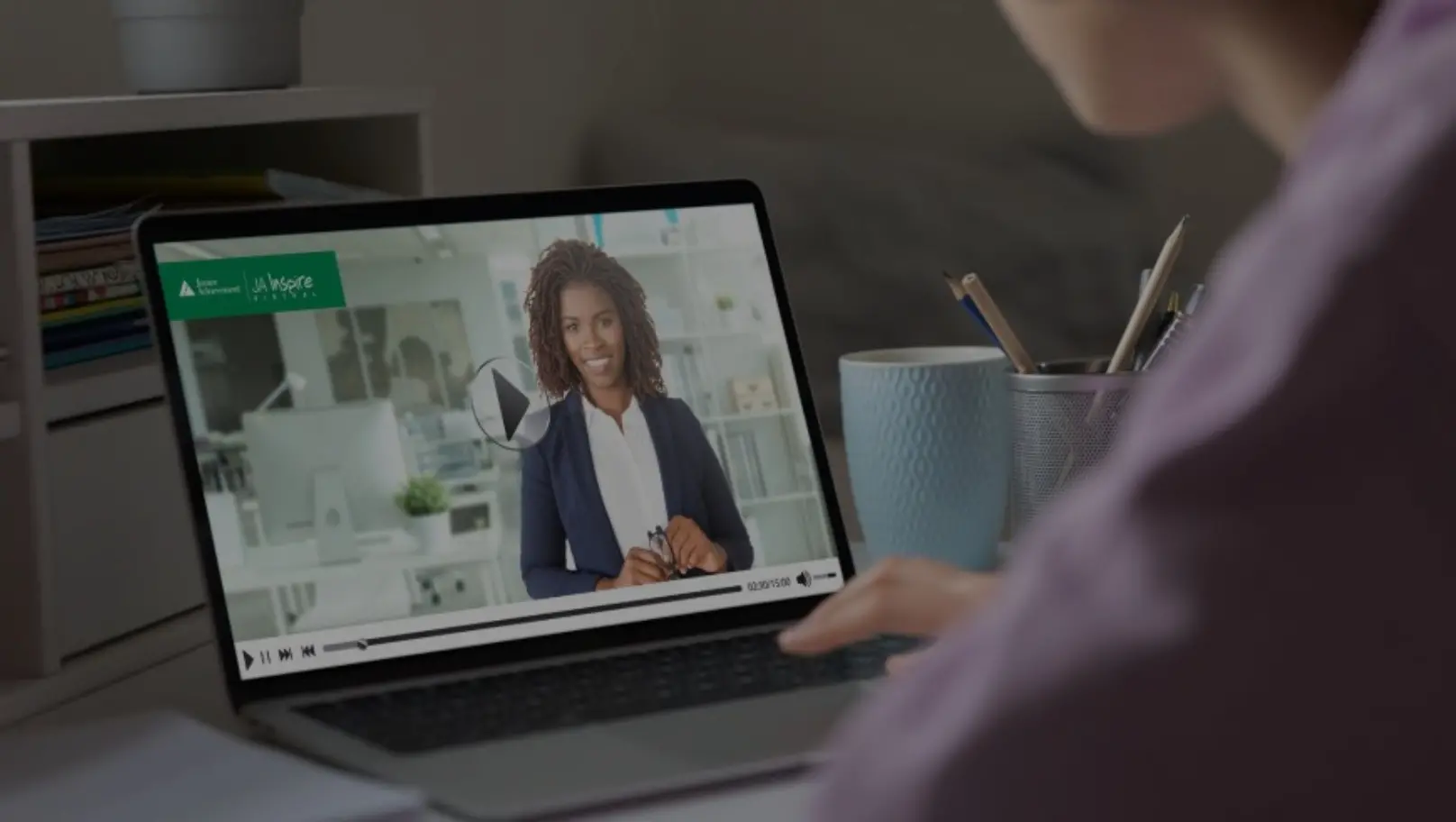 Student on their laptop accessing JA Inspire