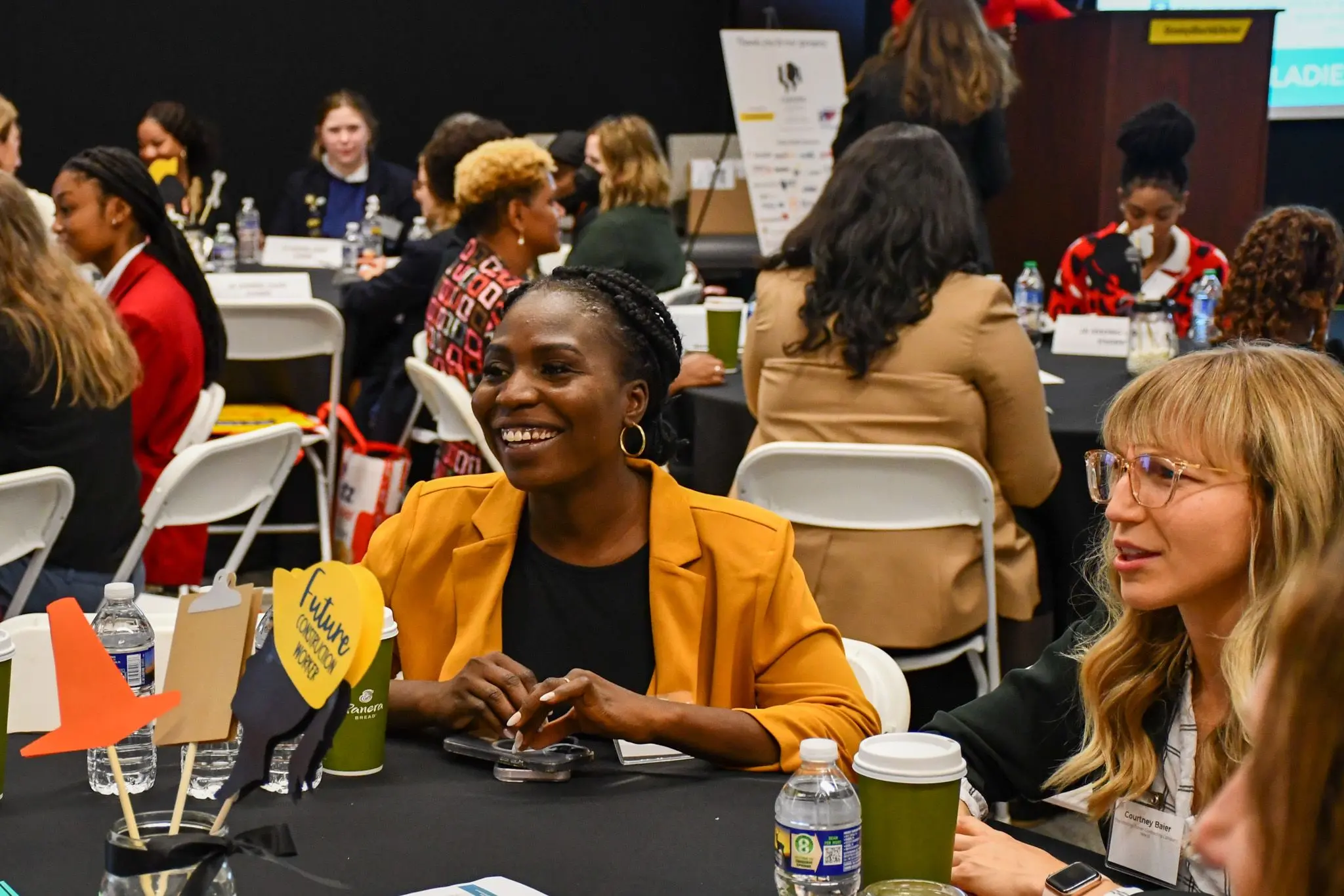 Female student smiling at the table