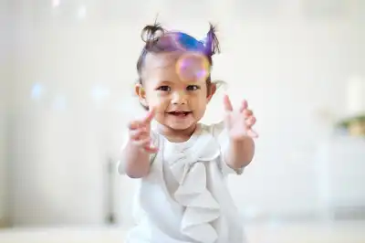 little girl with bubbles